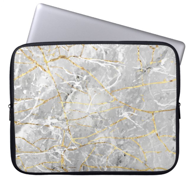 Gold marbling texture laptop sleeve (Front)
