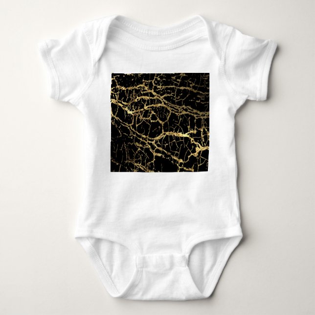 Gold Marbling Texture: Luxe Design Element Baby Bodysuit (Front)