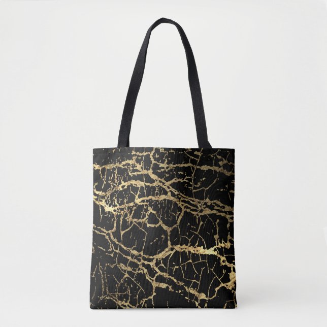 Gold Marbling Texture: Luxe Design Element Tote Bag (Front)