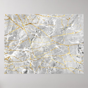Gold marbling texture poster