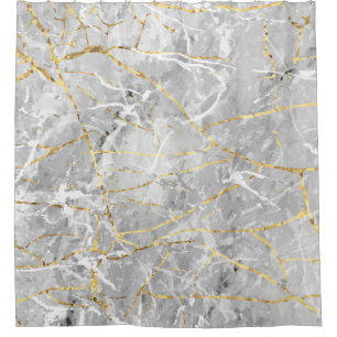 Gold marbling texture shower curtain