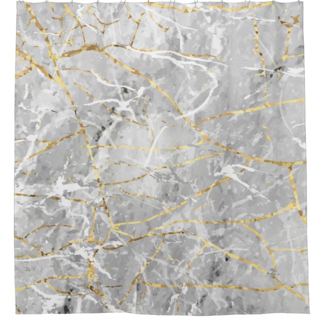 Gold marbling texture shower curtain (Front)