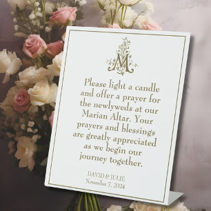 Gold Marian Cross Blessed Mother Altar Sign