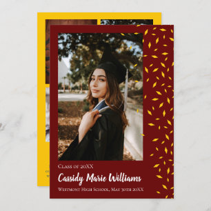 Gold Maroon Confetti Graduation Announcement