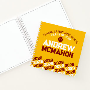 Gold & Maroon Pawprint Graduation Guestbook Notebook