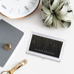 Gold Marquee | Personalised Business Card Holder<br><div class="desc">Elegant business card holder features your name and/or business name in classic white lettering on a rich black background adorned with vertical strands of faux gold foil string lights cascading from the top.</div>