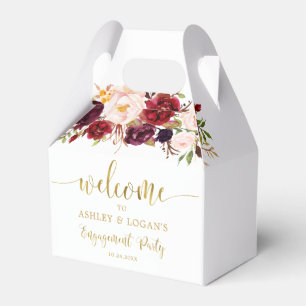 Gold Marsala Boho Autumn Engagement Party Favour Box