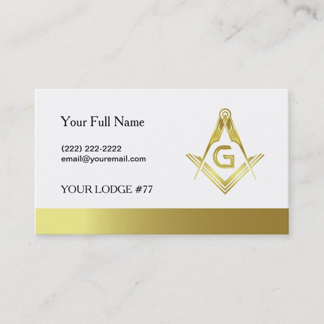 Gold Masonic Business Card Template | Freemasonry (Front)