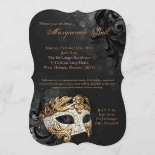 Gold Masquerade Ball Mask Costume Halloween Part Invitation