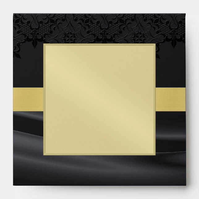 Gold Masquerade Black Jewelled Wedding Envelope (Front)