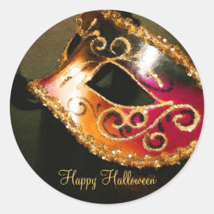 Gold  Masquerade Halloween Party Stickers
