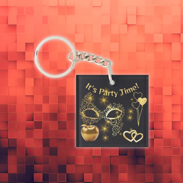 Gold Masquerade It's Party Time | Key Ring (Creator Uploaded)