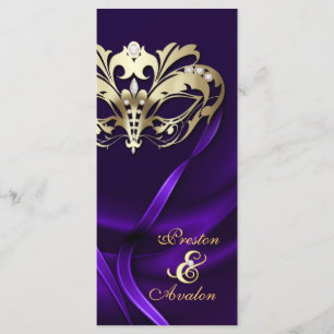 Gold Masquerade Purple Jewelled Wedding Program Programme