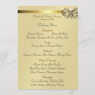 Gold Masquerade Red Jewel Wedding Menu