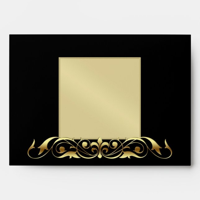 Gold Masquerade Venetian Halloween Envelope (Front)
