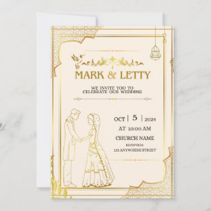 Gold Matt-Themed Wedding Invitation Design