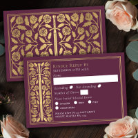 Gold Mauve Mediaeval Sword Wedding RSVP