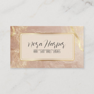 Gold Mauve Pink Marbled Business Card
