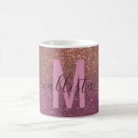 Gold Mauve Purple Sparkly Glitter Ombre Monogram