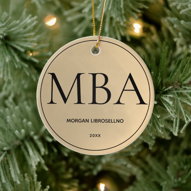 Gold MBA Graduation Ceramic Ornament (Tree)