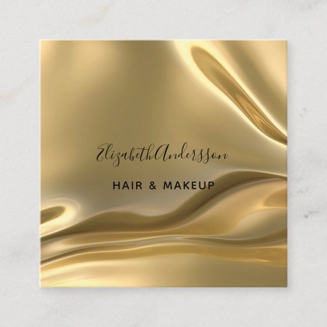 Gold meallic profile photo qr code square business card (Front)