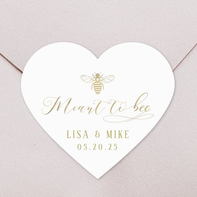 Gold Meant to Bee Honey Wedding Favour Heart Sticker (Creator Uploaded)