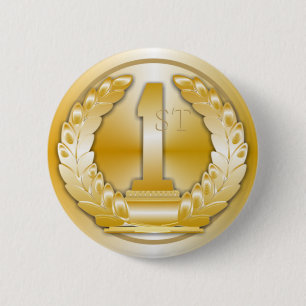 Gold Medal 6 Cm Round Badge