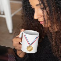 Gold Medal Award with Red White Blue Ribbon