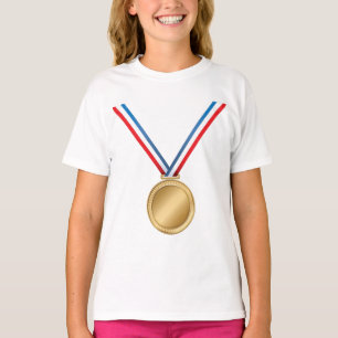 Gold Medal Award with Red White Blue Ribbon T-Shirt