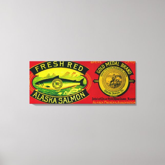 Gold Medal Salmon Can LabelKodiak Island, AK Canvas Print (Front)
