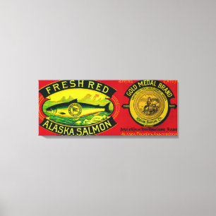 Gold Medal Salmon Can LabelKodiak Island, AK Canvas Print