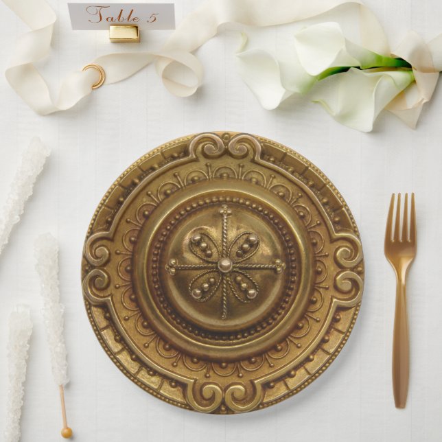 Gold Medallion Paper Plate (Wedding)