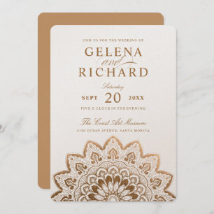 Gold Medallion Shimmer Mandala Wedding Invitation