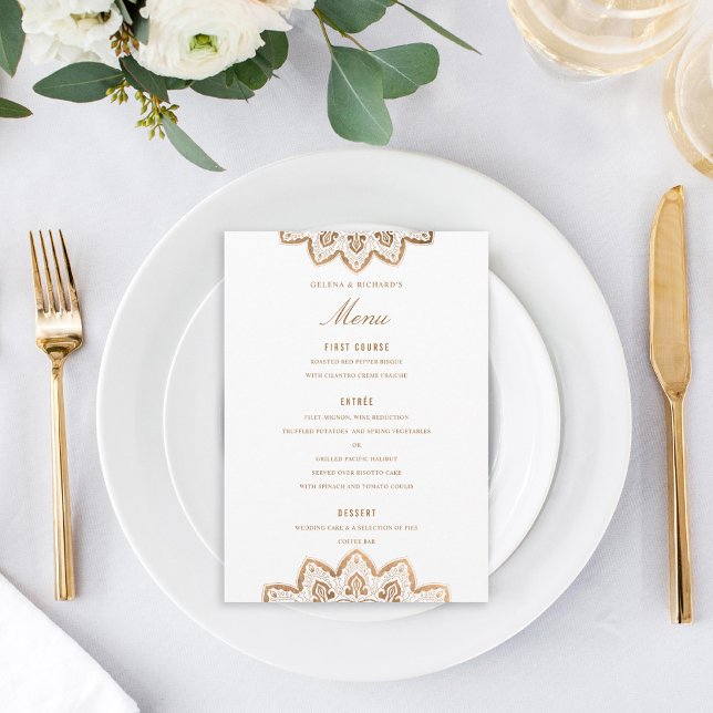 Gold Medallion Wedding Menu Card (Creator Uploaded)