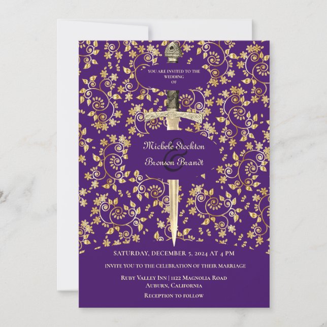 Gold Mediaeval Wedding Invitation (Front)