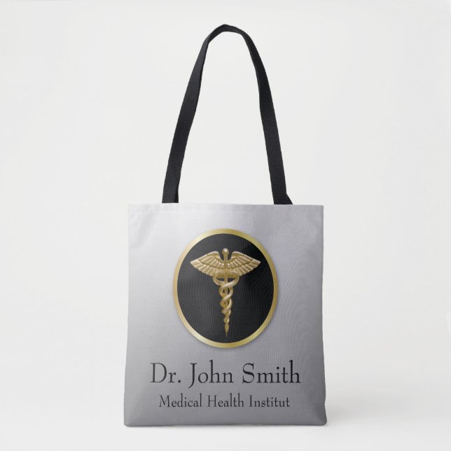 Gold Medical Caduceus - All-Over-Print Tote Bag (Front)