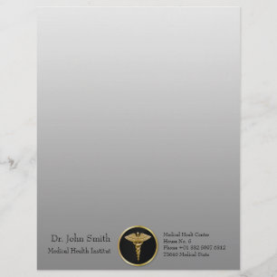 Gold Medical Caduceus - Letterhead Template