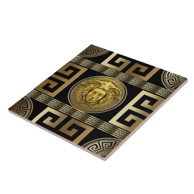 Gold Medusa Greek Key "The New Colonial" Wall Tile (Side)