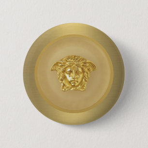Gold Medusa Medallion 6 Cm Round Badge