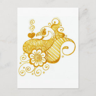 Gold Mehndi henna art Postcard