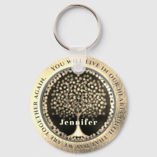 Gold Memorial with Tree of Life Keychain