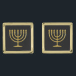 Gold Menorah Gold Finish Cufflinks<br><div class="desc">Gold Menorah</div>