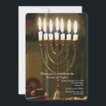 Gold Menorah Hanukkah Invitation<br><div class="desc">Invite family and friends to your Hanukkah dinner party with this Gold Menorah Invitation. (Pix). The card is easy to customise with your wording, font and font colour.Not exactly what you're looking for? All our products can be custom designed to meet your needs at no extra charge.Simply contact us at...</div>