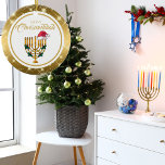 Gold Menorah Santa Hanukkah Merry Chrismukkah Ceramic Tree Decoration<br><div class="desc">Gold Menorah Santa Jewish Hanukkah Merry Chrismukkah Ornament</div>