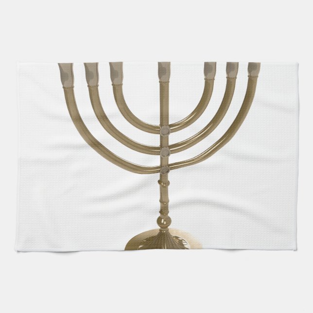 gold menorah tea towel (Horizontal)