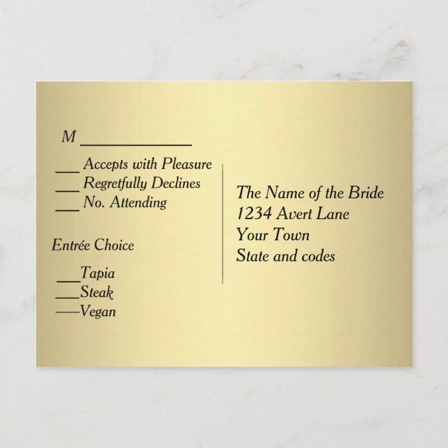 Gold Menu RSVP  (Back)