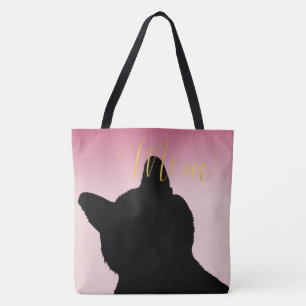 Gold Meow Kitty blush pink ombre Tote Bag