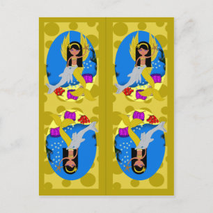 Gold Mermaid and Merfaery Bookmarks Postcard