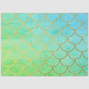 Gold Mermaid Scales Teal Turquoise Glitter Tissue Paper