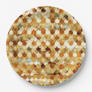 Gold Mermaidscales Mermaid Fishscales Scales Paper Plate